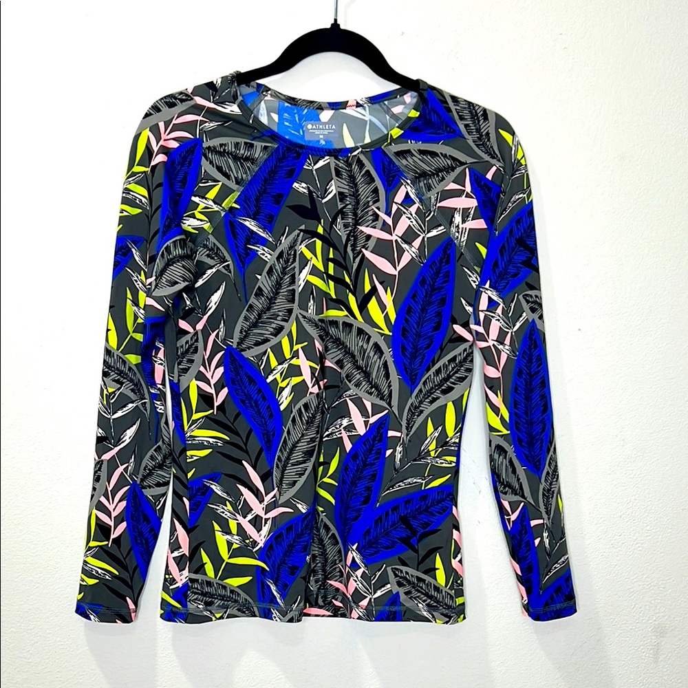 Athleta Blue Fitted Graphic Blouse